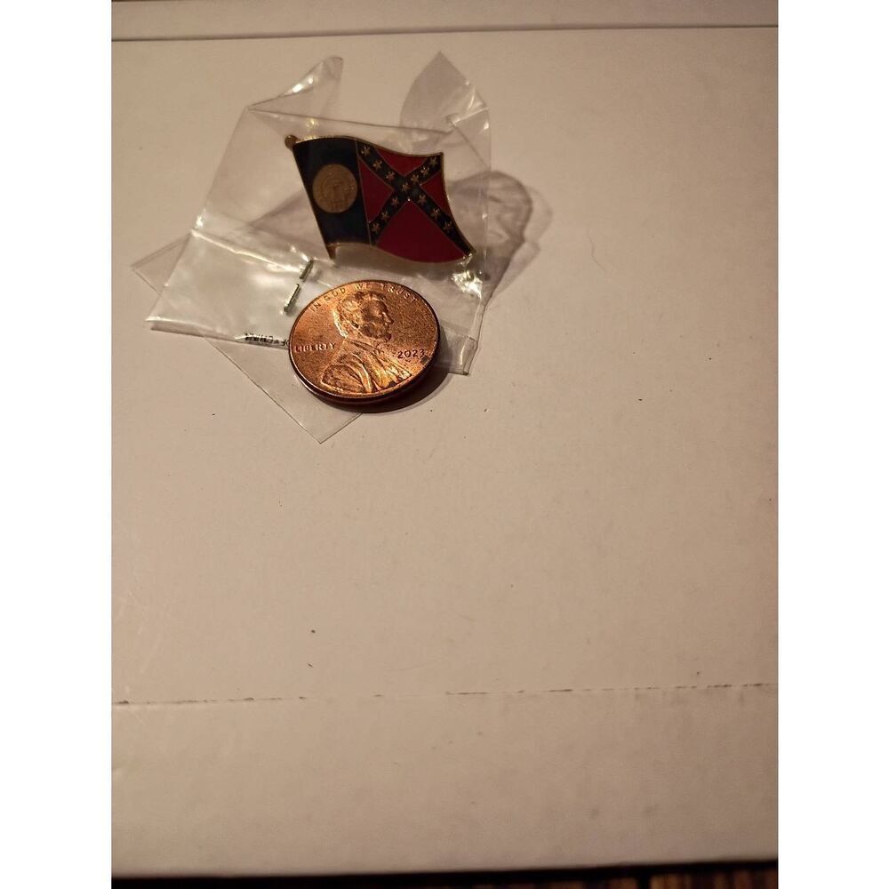Vintage Georgia State Flag Hat Lapel Board Pin 1956 Confederate Style NOS Enamel
